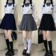 Japanese JK pleated skirt Spring and Autumn YK uniform short skirt women orthodox high waist cyan color college style skirt commuting pure color