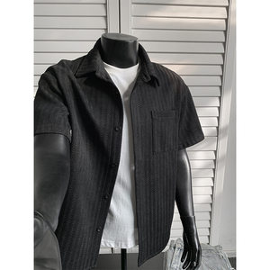 
2026 new summer retro 270g herringbone short-sleeved shirt for men