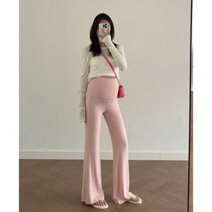 
Pregnant women's micro-flared pants for autumn and winter plus velvet and thickening 2025 new style yoga leggings for pregnant women that are not worn outside the belly