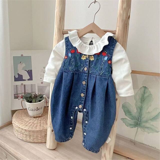 Spring and Autumn Arrival Modern Baby Kids Girls Lace Trim Denim Pants
