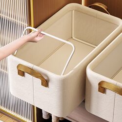 Tianshan Cotton and Linen Pants and Clothes Storage Box, Household Thickened Fabric Wardrobe Clothing Sorting and Organizing Box, Large Size