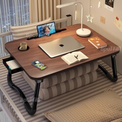 Small Bed Table, Home Office Desk, Foldable Homework Table, Laptop Table for College Dormitories