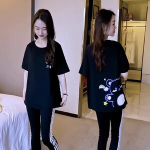 
Pure cotton short-sleeved T-shirt for women 2026 new summer round neck top for women loose large size mid-length half-sleeved T-shirt