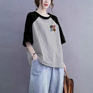 
2026 popular pure cotton raglan short-sleeved T-shirt for women summer loose large size slim fashion versatile top