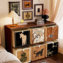 Meishida Vintage-Style Storage Box, Kalek Grid Cabinet, Rattan Storage Box, Storage Organizer Box, Fabric Storage Basket
