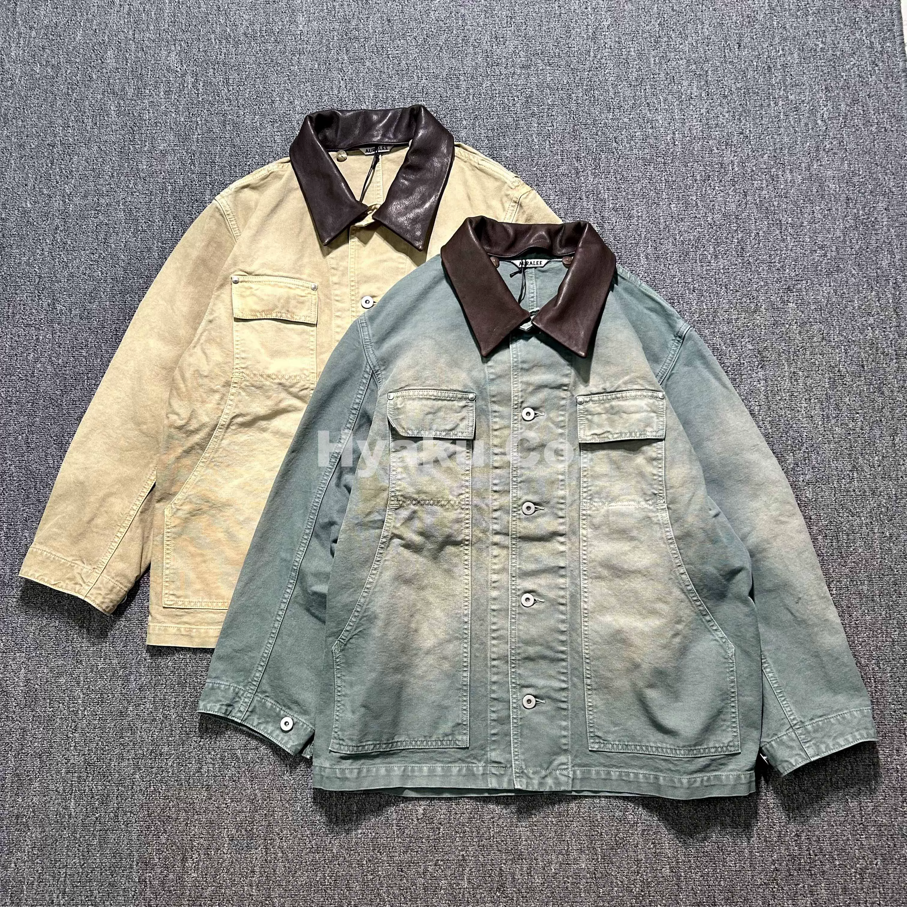 现货】AURALEE 25ss Duck blouson 染色猎鸭帆布皮领猎装夹克