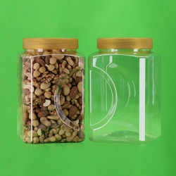 Plastic Sealed Storage Jar with Lid, Transparent Square Nut Packaging Jar, Large Capacity Innovative Snack and Medicinal Herb Bottle