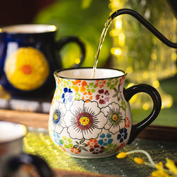 Hand-Painted Ceramic Mug, High-Quality Water Cup, Office Breakfast Cup, Home-Use Vintage Tea Cup, Coffee Cup