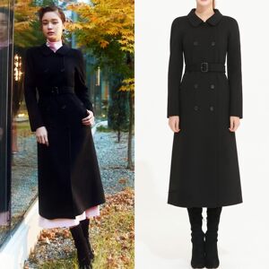 
Korean style right shoulder high-end mid-length wool coat 2025 winter fashion commuter double-breasted waisted woolen coat