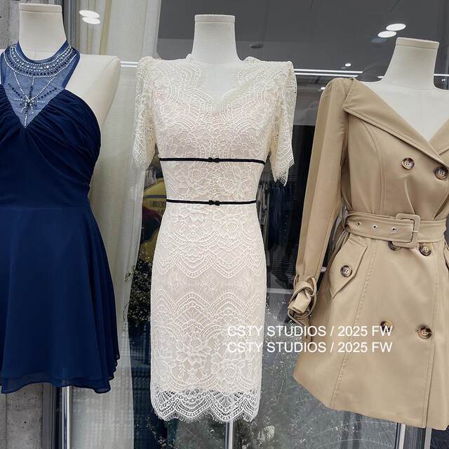 French style V-neck lace short-sleeved dress for women in spring and summer socialite temperament waist-hugging and slimming skirt
