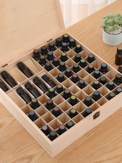 Aufbewahrungsbox aus Kiefernholz mit 85 Fchern fr therische le &  Kosmetik