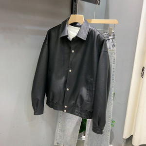 
Sexy leather jacket for men 2025 new high-end retro motorcycle leather jacket loose stand collar PU leather jacket