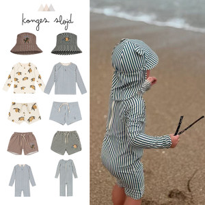 
konges slojd25 spring and summer baby boy long-sleeved swimsuit swimming trunks one-piece swimsuit sun protection hat 5Z