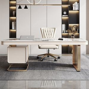 
Desk light luxury modern high-end Italian rock slab desk designer computer desk home adult study writing desk