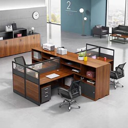 Office Desk Staff Office Deck Workstation Financial Staff Desk and Chair Combination Two-Person Screen Card Slot