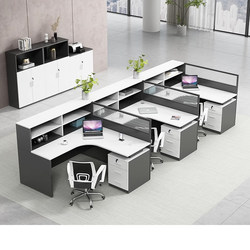 Staff Desk Simple and Modern 4/6 Person Workstation Desk Screen Partition Office Desk and Chair Set Office Furniture