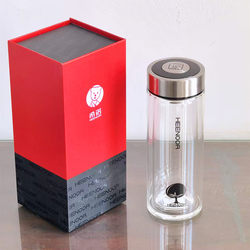 Xino Double-Layer Glass Cup for Men and Women, High-End Household Tea Cup, Portable Insulated Tea Cup, Transparent Thickened Cup