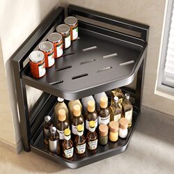 Thickened Kitchen Storage Rack Countertop Corner Multifunctional Triangular Spice Rack Wall Corner Seasoning Jar Storage Rack