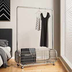 Clothes Rack Floor-Standing Bedroom Clothes Hanger Mobile Light Luxury High-End Corner Coat Rack Overnight Storage Clothes Organizer