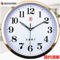Shanghai Clock Factory Clock for Living Room, Bedroom, Home Wall Clock, Modern Simple Quartz Clock, Round Wall-Mounted Silent Wall Clock