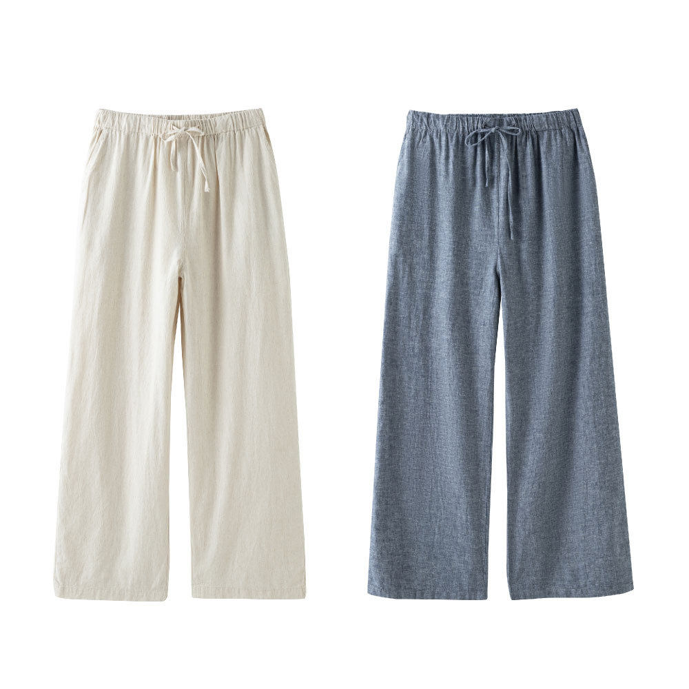 Мужские и женские пижамные брюки Muji из смеси хлопка и льна — брюки для домашней одежды, брюки для верхней одежды для пар 26 лет
