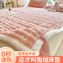 Winter Rabbit Fur Milk Velvet Mattress Pad for Home Bedroom Soft Cushion Thickened Warm Dormitory Student Single Blanket