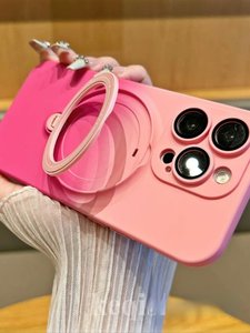 
Ins gradient color magnetic suction bracket suitable for Apple 16pro mobile phone case 14promax with lens film 13 liquid silicone 12 internet celebrity 11 protective cover 15 simple 14plus mobile phone case trendy women