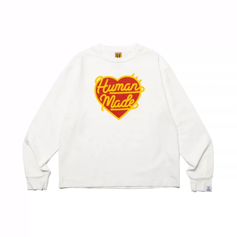 HUMAN MADE GRAPHIC L/S T-SHIRT 爱心印花纯棉男女长袖T恤23AW-Taobao