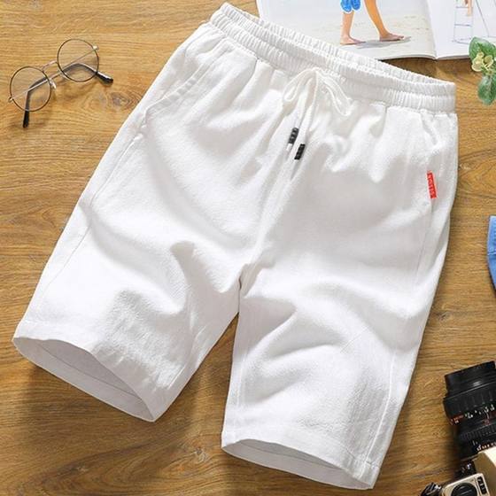 
Cotton and linen shorts men's summer sports and casual pinch pants men's solid color versatile loose beach pants thin big pants