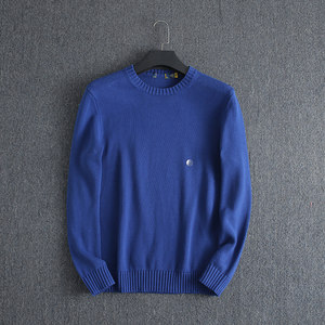 9-color new long-sleeved standard version cotton round neck sweater men's sweater
