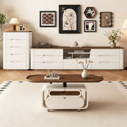 Solid Wood Floor-Standing Tv Cabinet and Sideboard Combination, Vintage Cream Style, Home Luxury Stone High Cabinet, Living Room Modern Minimalist New