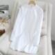 French high-end white long-sleeved shirt for women 2025 spring loose slim stand collar mid-length sunscreen cardigan top
