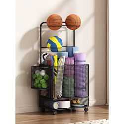 Yoga Mat Storage Basket, Fitness Equipment Storage Rack, Home Use Storage Rack for Football and Basketball, Ball Storage Rack