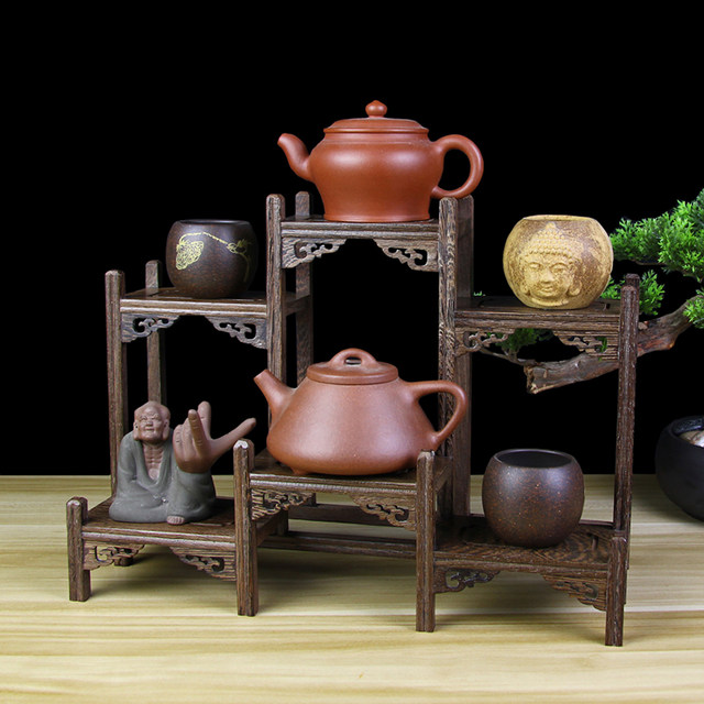Mahogany solid wood purple clay pot rack tea set rack tea rack small bo ...