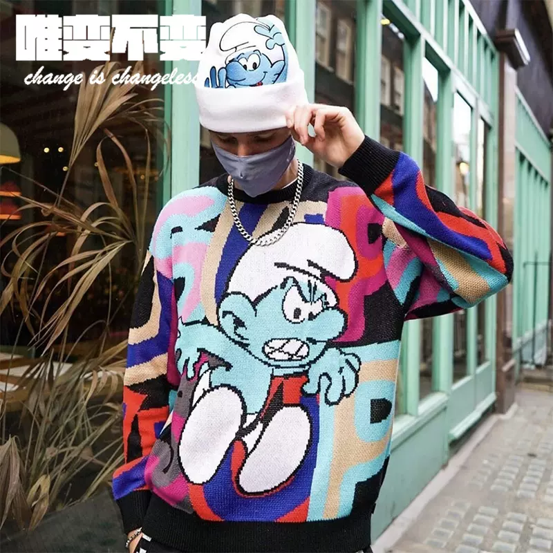 Supreme 20FW Smurfs Sweater 蓝精灵联名毛衣套头线衣-Taobao