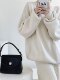 FlowGaga lazy style simple turtleneck hip-covering sweater for women in autumn and winter loose pullover thick knitted top
