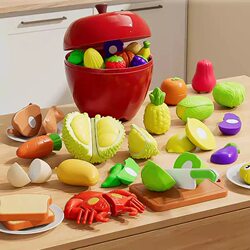 Fruit Cutting Toy, Peelable and Cuttable, Realistic Vegetable Kitchen Play Set, Educational Toy for Boys and Girls