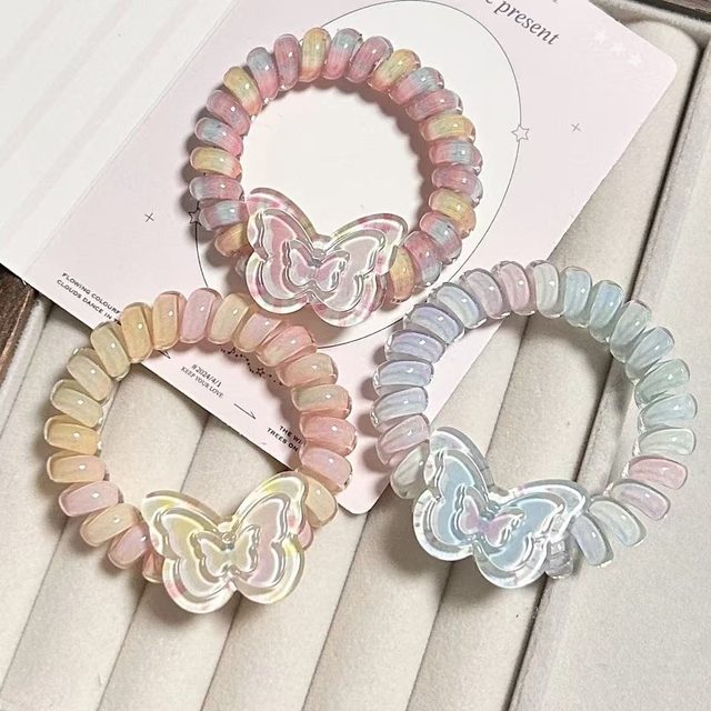 
High-end butterfly phone line hair loop 2025 new high elastic cute hair without hurting hair rope tied with scalp band headdress