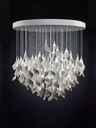 Nordic Light Luxury Creative Ceramic Leaf Pendant Lamp Morning Glory Simple Modern Dining Room Bedroom Lamp Villa Staircase Lighting Fixtures