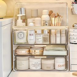 Japanese Imported Cosmetics Storage Box, Dressing Table Skincare Product Organizer, Desktop Dust-Proof Makeup Box