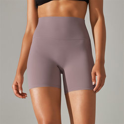 2025 New Yoga Shorts Double-Sided Brushed Tight-Fitting High-Waisted Elastic Sports Fitness Three-Quarter Length Butt-Lifting European and American Cycling Shorts