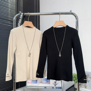 Boys half turtleneck sweater 2025 winter medium and large children's base shirt children's warm top boy knitted sweater