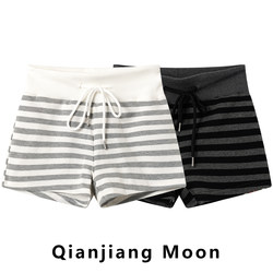 American Retro High-Waisted Slimming Striped Casual Shorts for Women, New Summer Style Drawstring Sports Hip-Hugging Shorts for Outdoor Wear