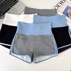 American-Style Spicy Girl Sexy Color-Blocked Sports Shorts for Women, High-Waisted, Slimming, Wide-Leg, Casual, A-Line Hot Pants for Summer