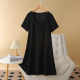 Large-size French temperament square collar black dress summer high-end mid-length fashion age-reducing short-sleeved T-shirt skirt