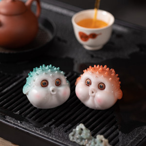 
Color-changing tea pet pufferfish cute pig creative Fulu Baicai rotatable tea play tea ceremony accessories desktop ornaments decoration