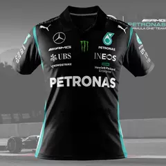 áo sơ mi polo Bộ đồ đua thoáng khí nhanh khô của Mercedes AMG Petronas F1 Team 2022 áo phông nam có cổ