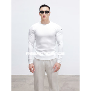 
RESPONDENCE Autumn mesh elastic tight sports T-shirt men's long-sleeved training and fitness clothes