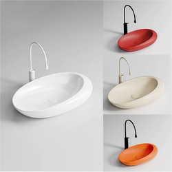 Egg-Shaped Irregular Colorful Art Countertop Ceramic Integrated Washbasin Single Basin Balcony Bathroom Washbasin
