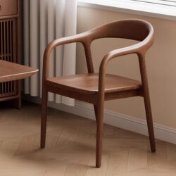 Solid Wood Dining Chair, Home-Use Backrest Chair, Sturdy Vintage Restaurant Chair, Leisure and Comfort Chair, Chinese-Style Meeting Desk Chair